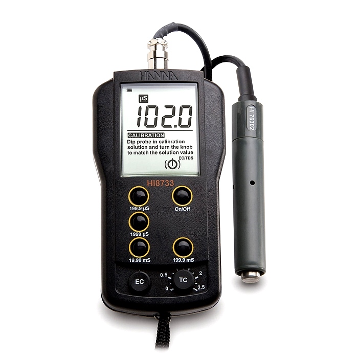 HI8733便攜式溫度補償功能電導率EC測定儀
