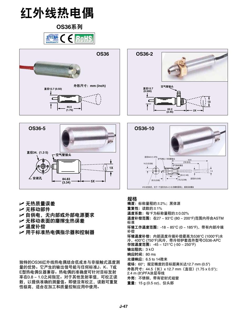 美國(guó)OMEGA OS36系列紅外線熱電偶產(chǎn)品詳情