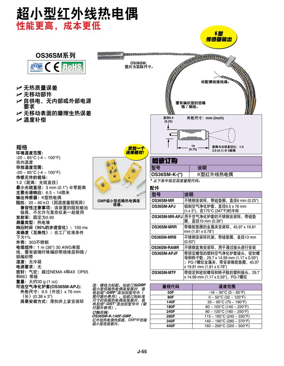 美國OMEGAOS36SM系列小型紅外線熱電偶產(chǎn)品詳情